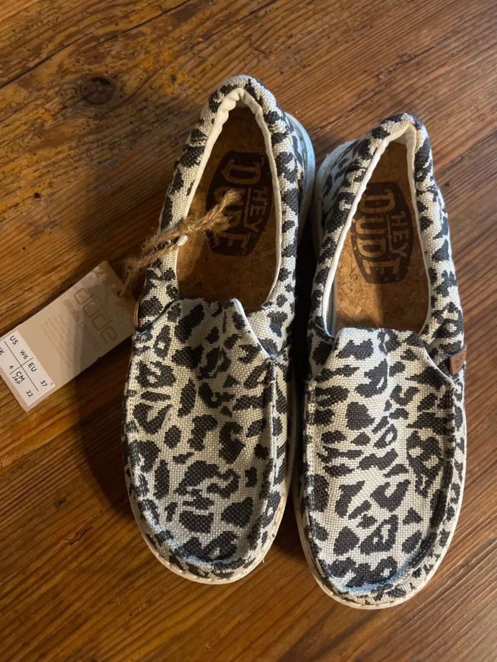 Hey Dude Women's Cheetah Grey Slip-On Shoes Size 6 US 37 EU New with Tag